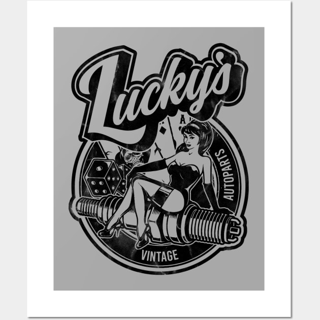 Luckys Vintage Auto Distressed Wall Art by NineBlack